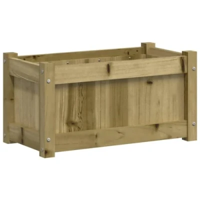 Image of vidaXL Impregnated Pine Wood Garden Planter Rustic Rectangular Box for Outdoor Space Ideal Flowers and Vegetables Large 60x31x31cm Plant Pot