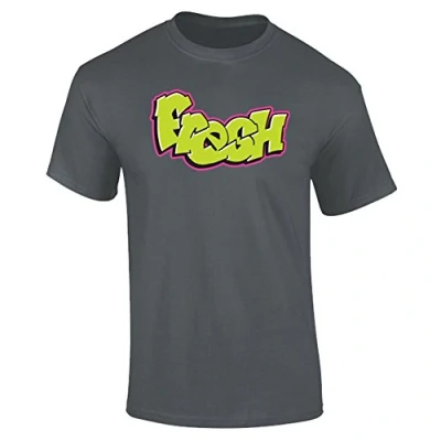 Image of Mens Fresh Graffiti Spray Prince Style T Shirt Charcoal Grey (L)