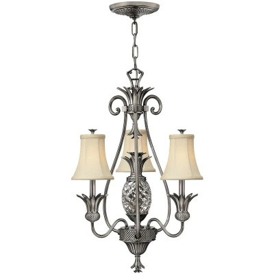 Image of Plantation Multi Arm Chandelier 3 Light Polished Antique Nickel Finish, E14