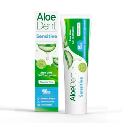 Image of Aloe Dent Sensitive Vera Toothpaste Fluoride Free, Natural Action, Vegan, Cruelty Free , Soothing, Healthy Gums 100 ml, packaging may vary