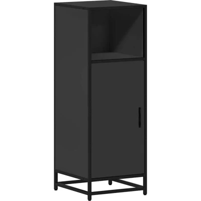 Image of vidaXL bathroom cabinet black 35x37.5x100 cm engineered wood storage unit industrial style modern furniture with flexible door
