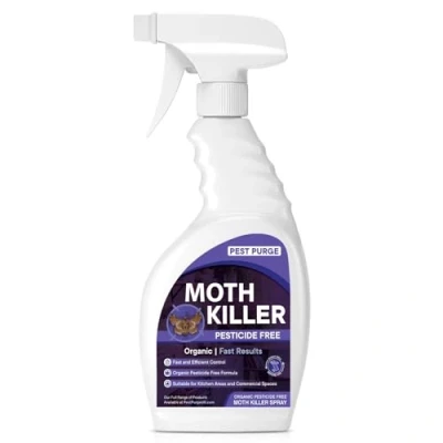 Image of Moth Killer &amp; Repellent Spray I Use in Wardrobes on Carpets Kills Contact Indoor Outdoor Organic Pesticide Free For All Types of Moths Bottle 500ml