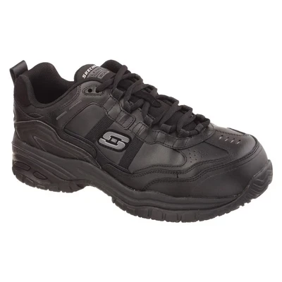Image of Skechers Men&#039;s Soft Stride Grinnel M Industrial Shoe, Black Leather/Black Mesh, 12 UK