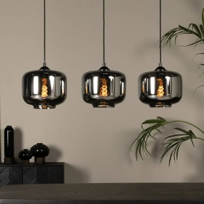 Image of Medine Modern Pendant light 3xE27 Smoke Grey