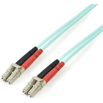 Image of StarTech.com 3m (10ft) LC/UPC to OM3 Multimode Fiber Optic Cable, Full Duplex 50/125µm Zipcord Fiber, 100G Networks, LOMMF/VCSEL,