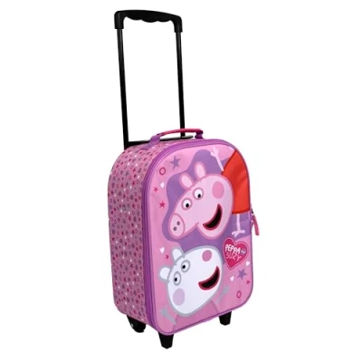 Image of Undercover Licensed Children&#039;s Trolley Spacious Main Compartment Ideal Travel Companion Adjustable and fixable Telescopic Pole, Pink, 38.0 x 27.0 13.5 Centimeters, Peppa Pig