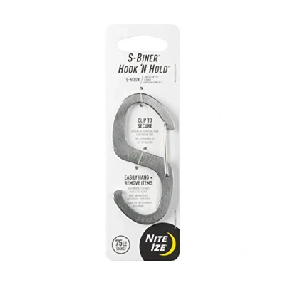 Image of Nite Ize S Biner Hook &#039;N Hold Hook, Stainless Steel with Clip, Holds Pans, Tools and Plants,