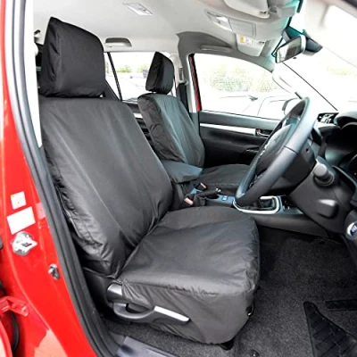 Image of UK Custom Covers SC428B Tailored Heavy Duty Waterproof Front Seat Black To Fit Toyota Hilux Active (Base Model) 2016 Onwards