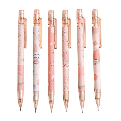 Image of 6Pcs Automatic Mechanical Pencils Fruit with Eraser School Office Supplies for Girl