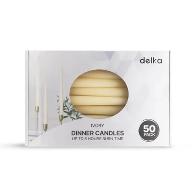 Image of delka Dinner Candles, Tapered 8 Hour Burn Time Unscented, Non drip &amp; Smoke Free, Quality Wax
