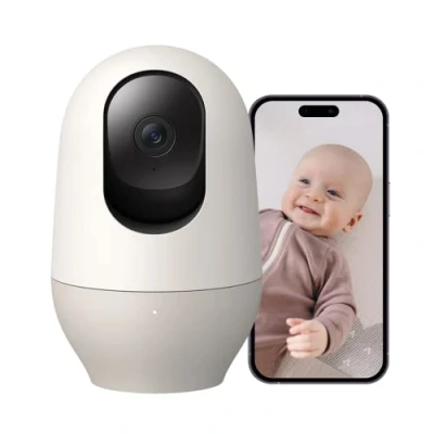 Image of nooie Baby Monitor with SD Card, Camera, 360 WiFi Camera Phone App, AI Motion Tracking and Noise Detection, 1080P Night Vision, Two Way Audio