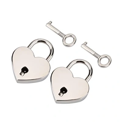 Image of 2 Sets Heart Shape Padlock, Love Padlocks with Key for Luggage Handbag Diary Valentine&#039;s Day Gift