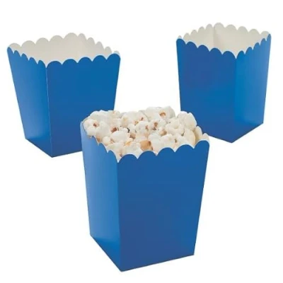 Image of Pack of 12 Blue Popcorn Boxes Party Box Favours