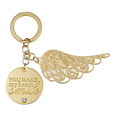 Image of You Are An Angel Keychains Make My Heart Smile, Matte Gold, Medium