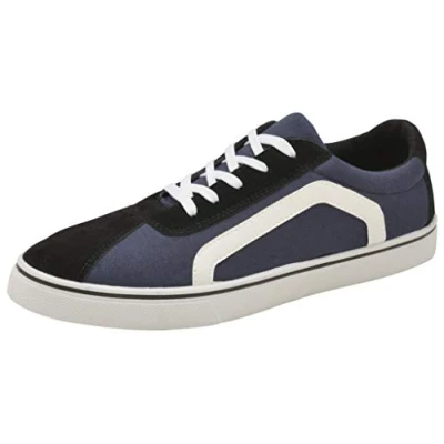 Image of Womens Ladies Canvas Trainers Lace Up Pumps Casual Plimsolls Memory Foam Fashion Skater Shoes Sneakers (5 UK, Navy)
