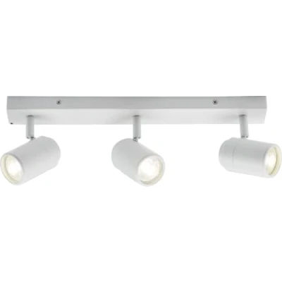 Image of KnightsBridge 230V IP44 GU10 Triple Bar Spotlight Matt White