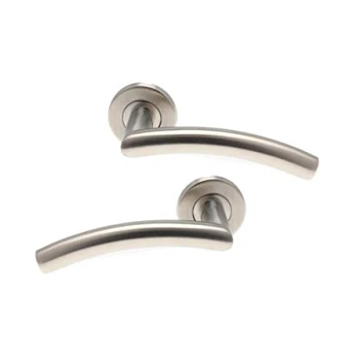 Image of Bricard 666453 Pair of Door Handles Tempo Classic Stainless Steel Rosette 7 mm Square
