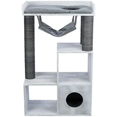 Image of Cat tree with shelf function, 72 x 110 38 cm, grey