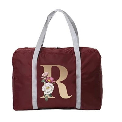 Image of Gold Letter Printed Cabin Bag 45x36x20 for Easyjet Airlines Underseat Travel Holdall Carry on Hand Luggage Weekend Packable Duffel Bag,Sports Fitness (Gold R)