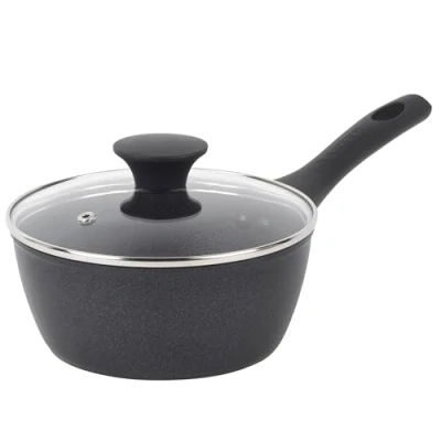 Image of Salter BW09323 Megastone Noir 18cm Forged Aluminium Saucepan, Non Stick, Suitable for All Hob Types Including Induction, Dishwasher &amp; Metal Utensil Safe, PFOA Free, (BW09323SA)