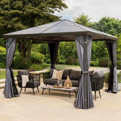 Image of 10&#039; x Garden Must Haves Runcton Grey Polycarbonate Gazebo (3m 3m)