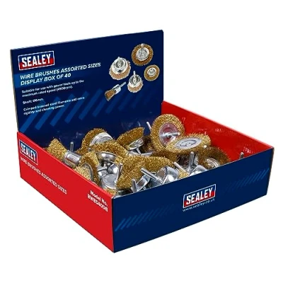 Image of Sealey Wire Brushes Assorted Sizes Display Box of 40