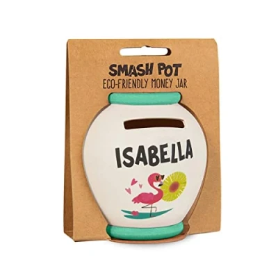 Image of History &amp; Heraldry Personalised Bamboo Smash Pot Money box (Isabella)