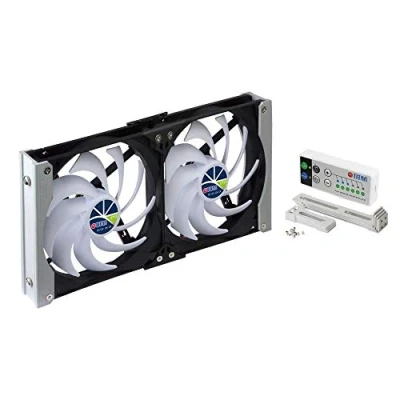 Image of TITAN 12V DC IP55 Waterproof Double Rack Mount Ventilation Cooling Fan with Timer and Speed Controller TTC SC20 (90mm)