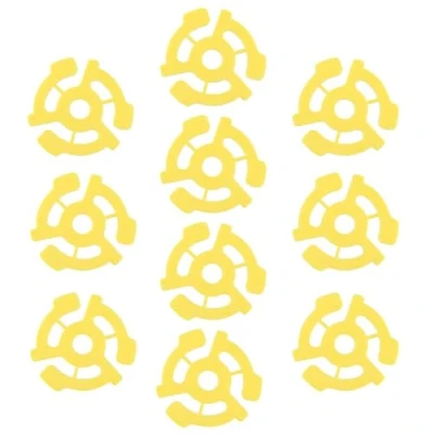 Image of VGOL 10Pcs Flat Plastic Vinyl Record Adapter Spacer Snap in Inserts Accessories Suitable for 45 RPM 7 Inch Turntable (Yellow)