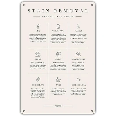 Image of Funny Laundry Stain Removal Fabric Care Guide Metal Tin Sign Wall Decor for Home Room Gifts