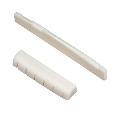 Image of Acoustic Guitar String End Bone Nut Bridge Saddle Abalone Pins Replacements Set (Saddle and Set)