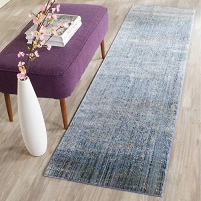 Image of SAFAVIEH Metro Mod Rug for Living Room, Dining Bedroom Mystique Collection, Short Pile, in Blue and Multi, 69 X 244 cm