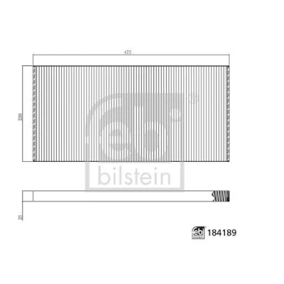 Image of 0008301265, A0008301265 Pollen Filter FEBI BILSTEIN 184189 472mm 230mm 25mm