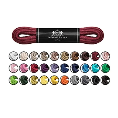 Image of Mount Swiss© Luxury Waxed Round Shoelaces for Business Suits and Leather Shoes, Diameter 2 3 mm, Length 45 120 cm Red cherry