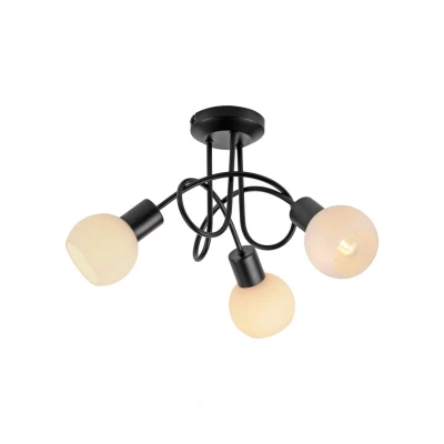 Image of JUST LIGHT. Loki ceiling light, 3 bulb, round, black, iron