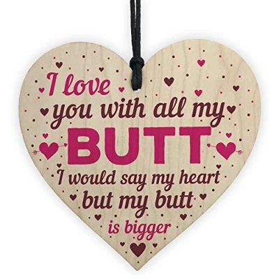 Image of RED OCEAN Funny Boyfriend Anniversary Card Wooden Heart Valentines Day Gift For Husband Keepsake Plaque