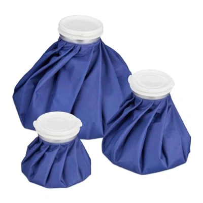 Image of Relaxdays Ice Packs, Set of 3, Cool Pads for Cold &amp; Warm Applications, Elastic, Reusable, Heal Minor Injuries, Leakproof, Aluminium, 26 x 7 8 cm