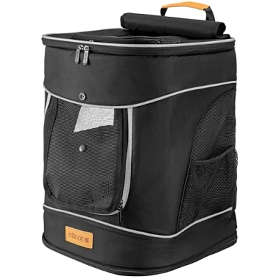 Image of CADOCA® Backpack Pet Carrier Ideal Transport Bag For Cats and Dogs High Wearing Comfort Up to 20kg Capacity Adjustable Straps With Short Lead &amp; Waist Belt Black