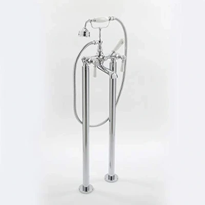 Image of Milano Elizabeth Traditional Freestanding Bath Shower Mixer Tap Lever Handles Chrome White