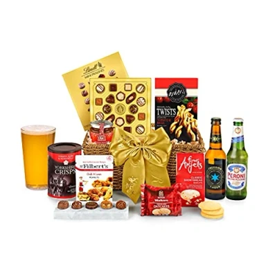Image of Cotswold Hamper with Beer Luxury Gift Set Lager, Oatcakes, Shortbread, Peanuts, Crisps Gifts for Men, Hampers Dad, and Snack from Regency