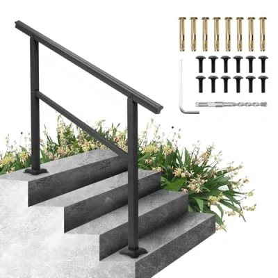 Image of VEVOR Outdoor Handrail, Handrail Stairs Aluminum Stair Railing Transitional Range from 0 to 30 (4 Ft)