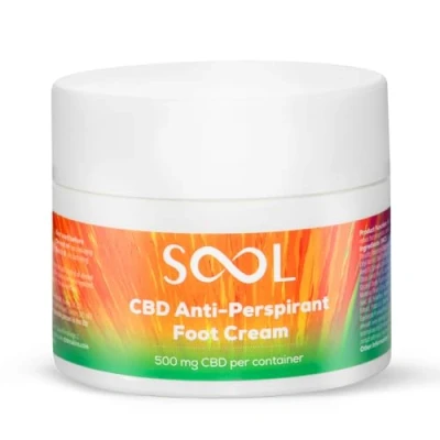 Image of SOOL CBD Foot Cream Anti Perspirant 100ml 500mg High Strength for cracked heels and dry Skin with Jojoba Rosemary Oil Refreshing Revitalisation