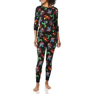 Image of Amazon Essentials Disney Marvel Star Wars Women&#039;s Snug Fit Cotton Pyjama Sleepwear Sets, Avengers Womens fit, S