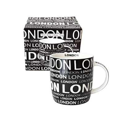 Image of Black &amp; White London Coffee Tea Ceramic Cup Mug