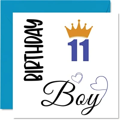 Image of 11th Birthday Card for Boys Boy Happy Cards 11 Year Old Son Brother Grandson Cousin Friend Godson Nephew, 145mm x Eleven Eleventh Bday Greeting Gift