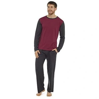 Image of Evotex Trading Mens/Boys Long Sleeve Cotton Rich Pyjamas Nightwear Pyjama Set Black/Grey Size M
