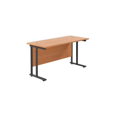 Image of Jemini Rectangular Double Upright Cantilever Desk 1400x600x730mm Beech/Black KF823070