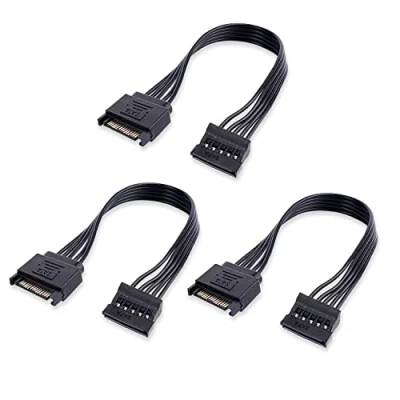 Image of YieJoya 3Pcs 15 Pin SATA Power Extension Cable 13&quot; Male to Female Extender Cord Adapter for HDD, SSD, Optical Drives, DVD Burners and Hard Drive Disk