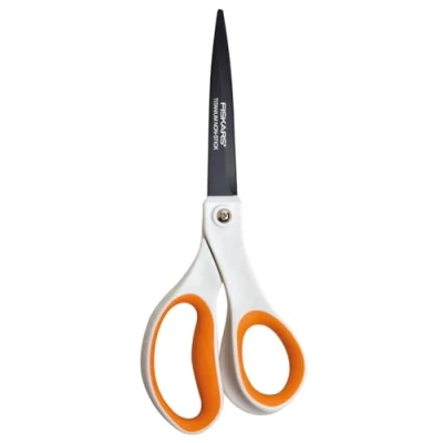 Image of Fiskars Titanium Non Stick Universal Purpose, Length: 21 cm, Coating/Stainless Steel Blade/Plastic Handles, White/Orange, 1004721