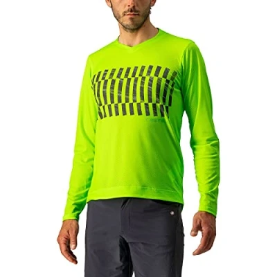 Image of CASTELLI 4522009 383 TRAIL TECH LS TEE Sweatshirt Men&#039;s Electric Lime/Dark Lime L